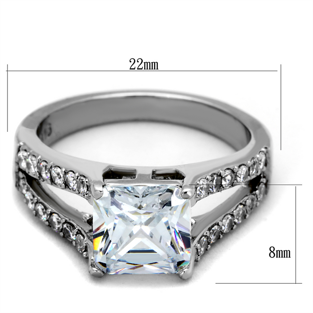 2.75 Ct Princess Cut Aaa Zirconia Stainless Steel Engagement Ring Womens Sz 5-10 Image 2