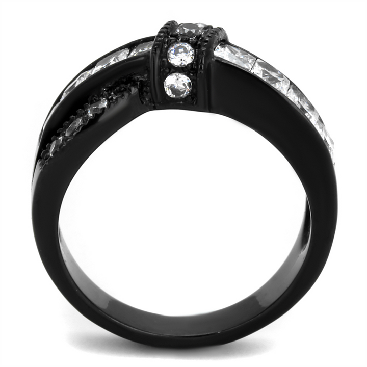 1.75 Ct Clear Princess Cut Zirconia Black Stainless Steel Fashion Ring Sz 5-10 Image 3
