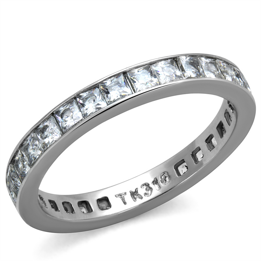 Womens Princess Cut Aaa Cz Eternity Anniversary Wedding Ring Band Size 5-10 Image 1