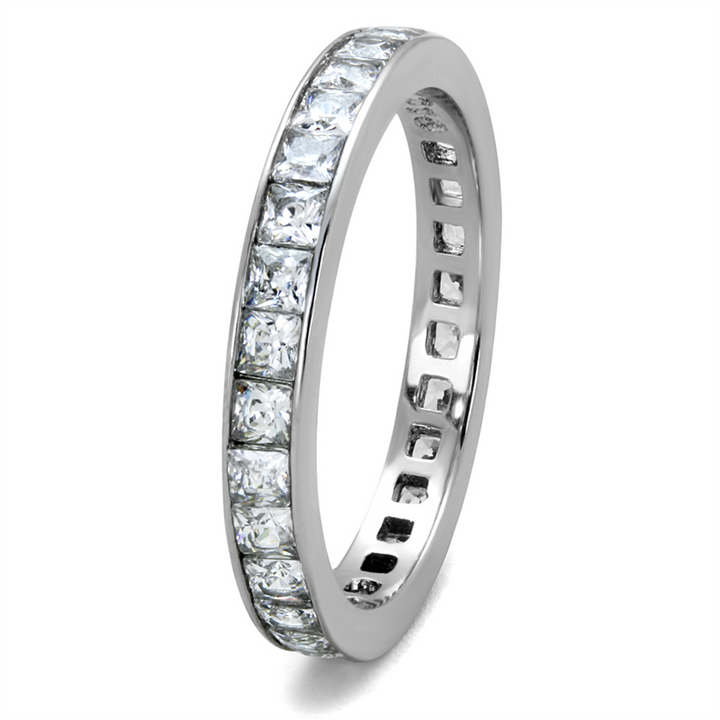 Womens Princess Cut Aaa Cz Eternity Anniversary Wedding Ring Band Size 5-10 Image 4
