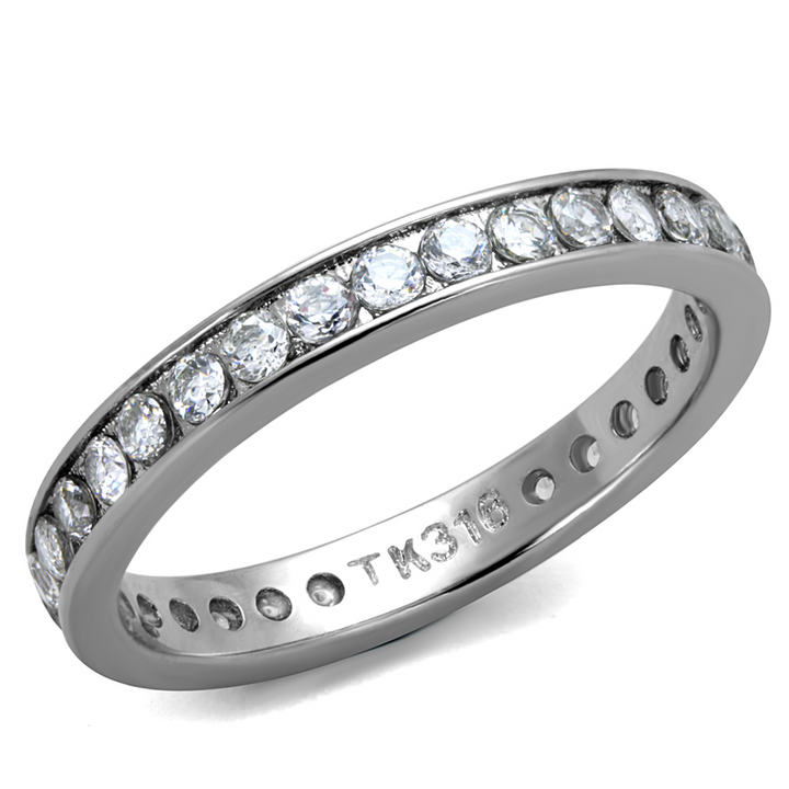 Women's Round Cut Aaa Zirconia Eternity Anniversary Wedding Ring Band Size 5-10 Image 1