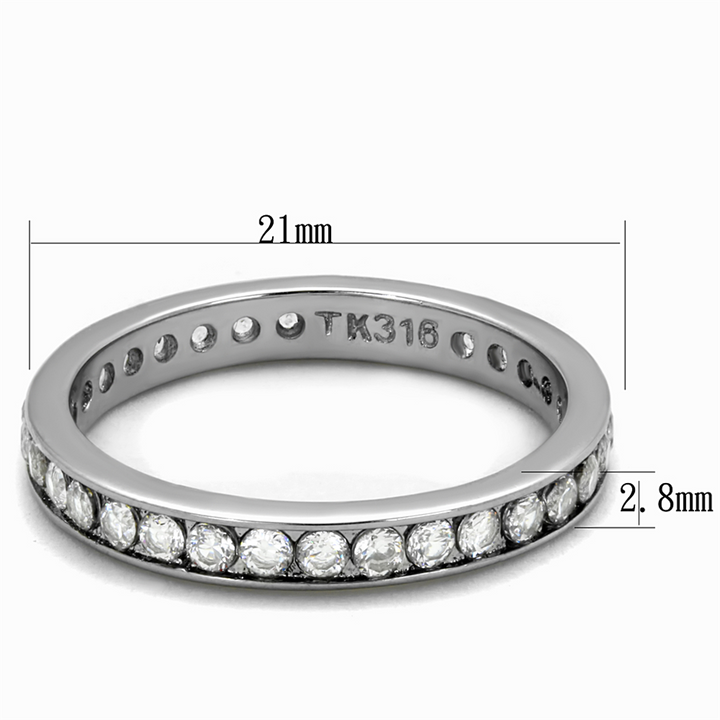 Women's Round Cut Aaa Zirconia Eternity Anniversary Wedding Ring Band Size 5-10 Image 2
