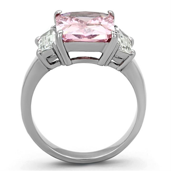 6.64 Ct Emerald Cut Rose Zirconia Stainless Steel Engagement Ring Womens Sz 5-10 Image 3