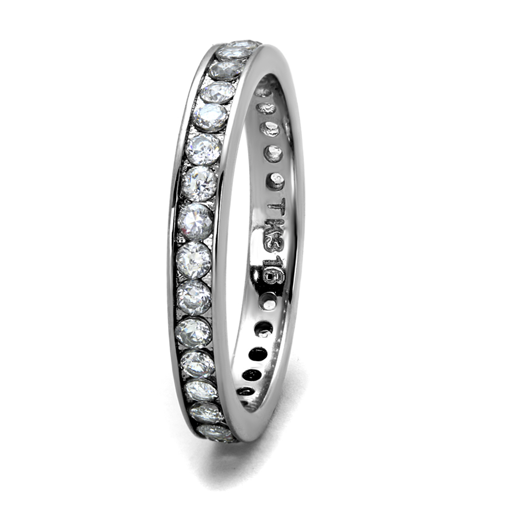 Women's Round Cut Aaa Zirconia Eternity Anniversary Wedding Ring Band Size 5-10 Image 4