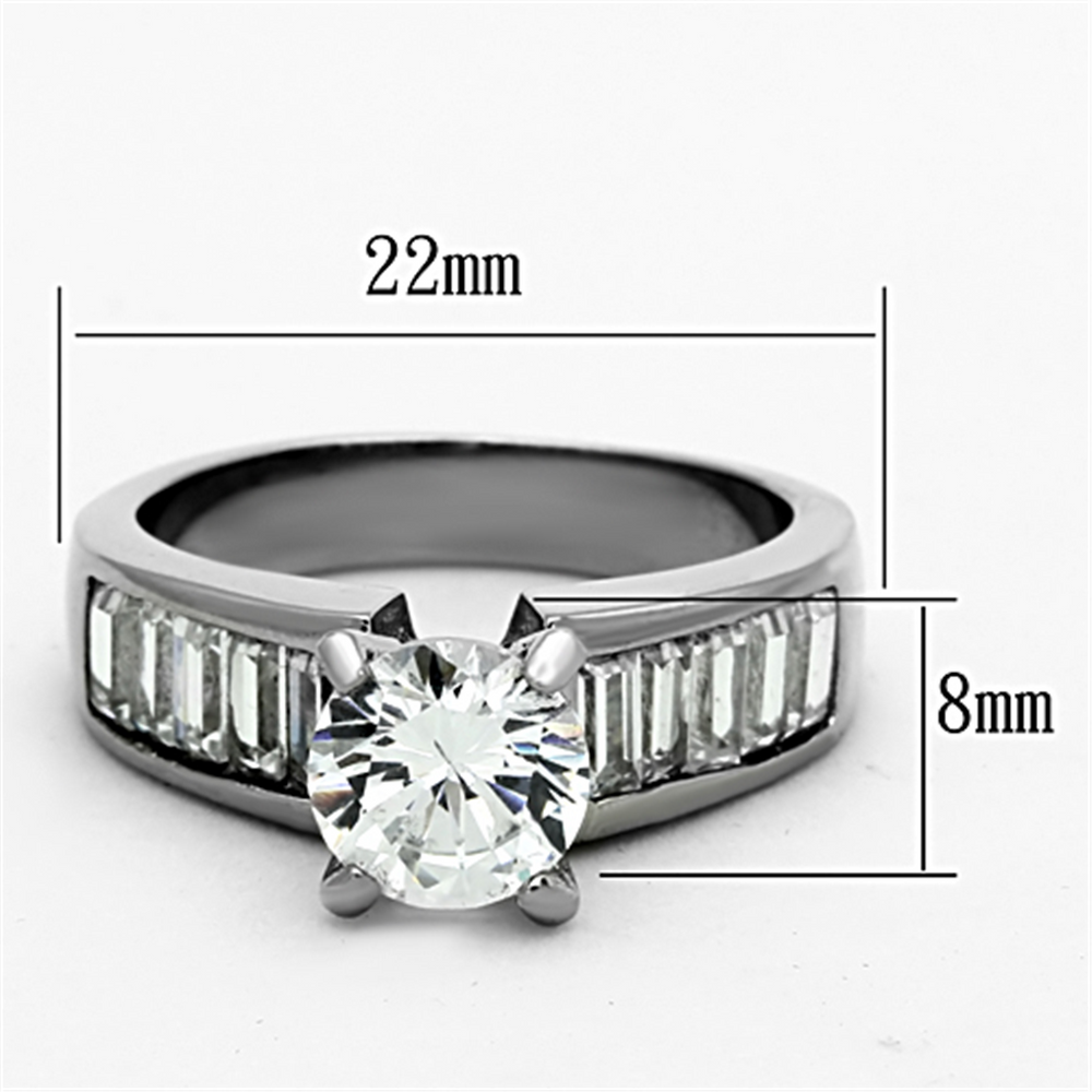 2.97 Ct Round Cut and Baguettes Cz Stainless Steel Engagement Ring Womens Sz 5-10 Image 2