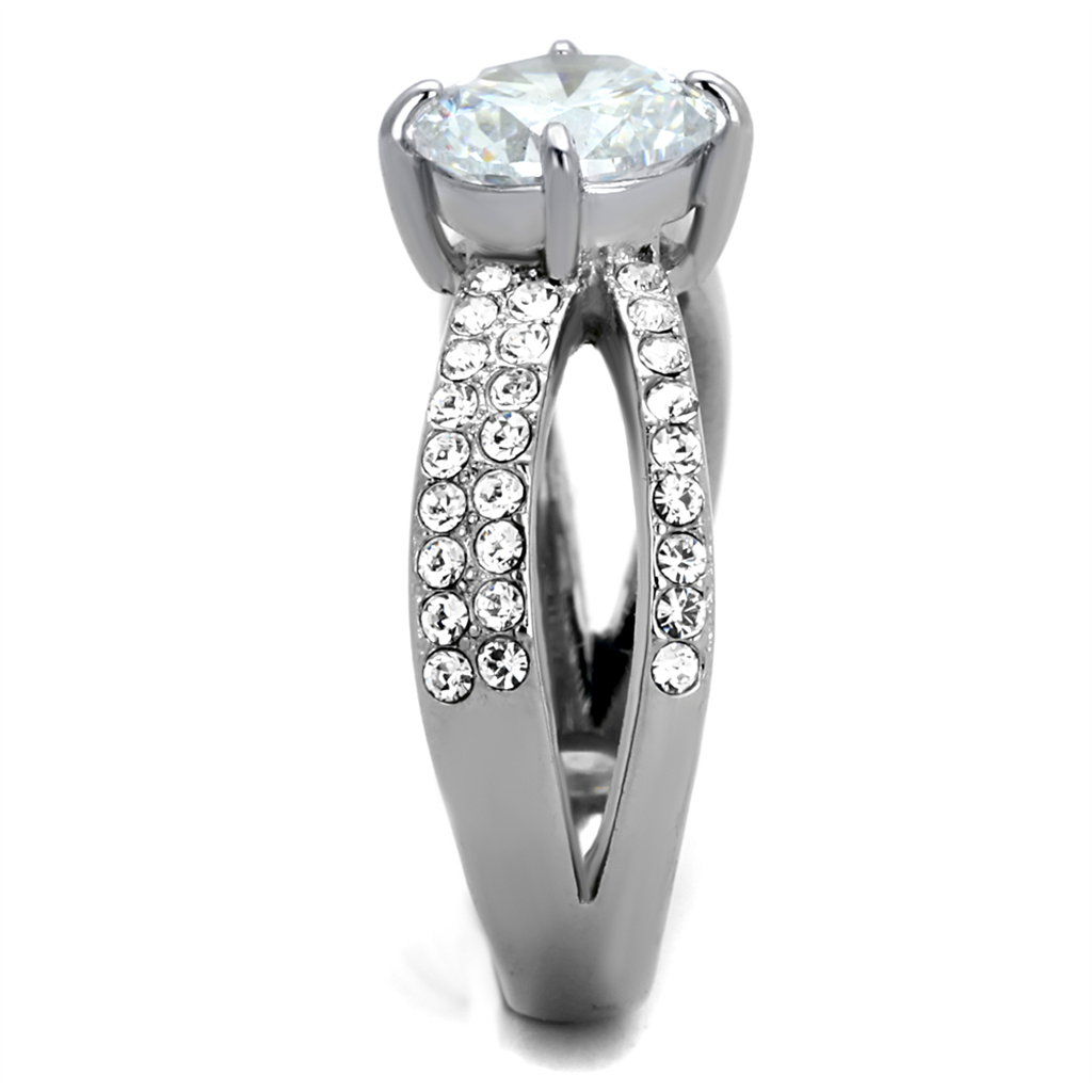 2.56 Ct Round Cut Cz Stainless Steel Split Band Engagement Ring Womens Size 5-10 Image 4