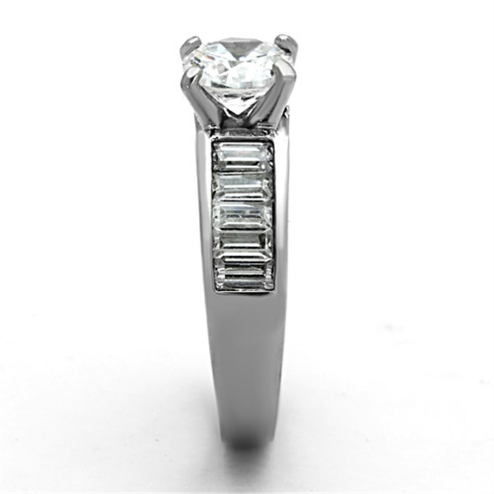 2.97 Ct Round Cut and Baguettes Cz Stainless Steel Engagement Ring Womens Sz 5-10 Image 4