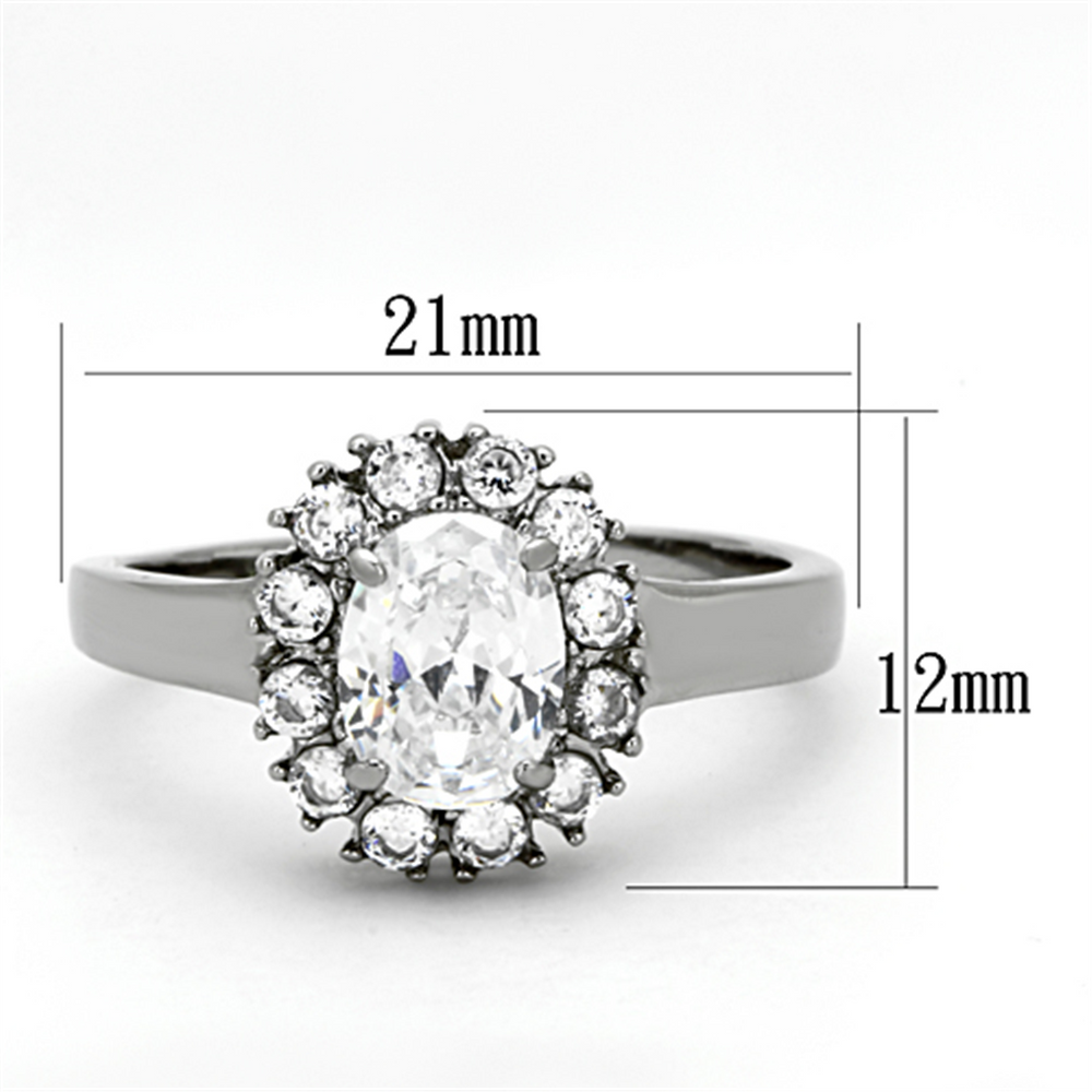 2.15 Ct Halo Oval Cut Zirconia Stainless Steel Engagement Ring Womens Sz 5-10 Image 2