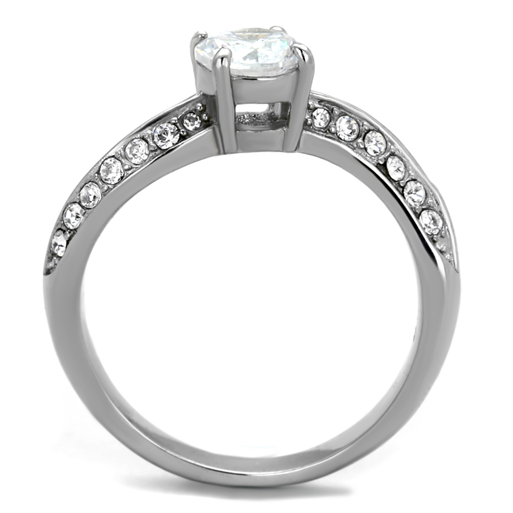 1.12 Ct Round Cut Zirconia Stainless Steel Curved Engagement Ring Womens Sz 5-10 Image 3