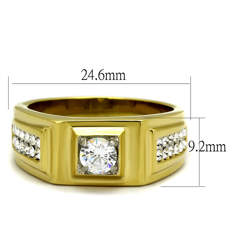 Mens 1.18 Ct Faux Diamond Stainless Steel 14K Gold Ion Plated Ring Sizes 8-13 Image 2