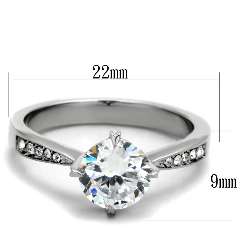 1.30 Ct Round Cut Cubic Zirconia Stainless Steel Engagement Ring Womens Sz 5-10 Image 2