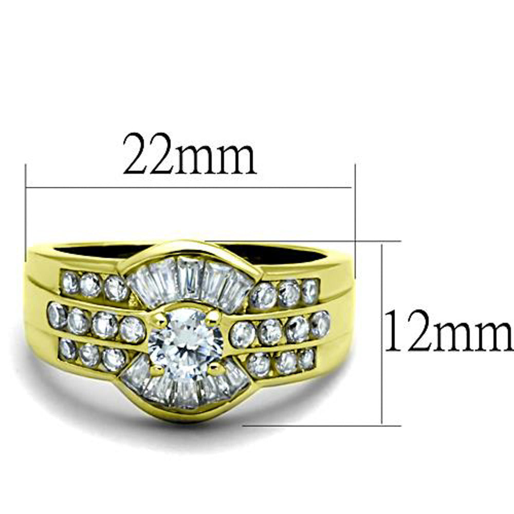1.64 Ct Round and Baguette Cut Cz 14K Gp Stainless Steel Engagement Ring Size 5-10 Image 2