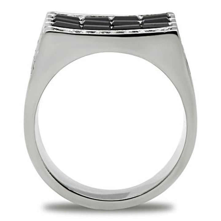 Mens 3.5 Ct Black and Clear Cubic Zirconia Silver Stainless Steel Ring Size 8-13 Image 3