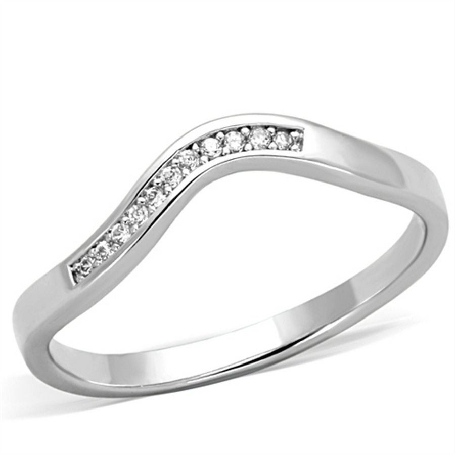 .06 Ct Cubic Zirconia Stainless Steel Curved Band Promise Ring Womens Size 5-10 Image 1