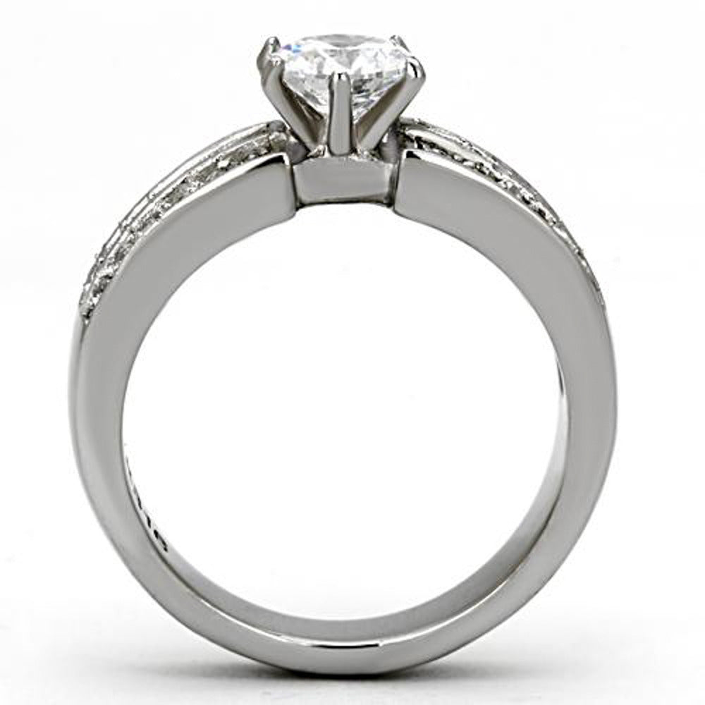 1.02 Ct Round Cut Cubic Zirconia Stainless Steel Engagement Ring Womens Size 5-10 Image 3