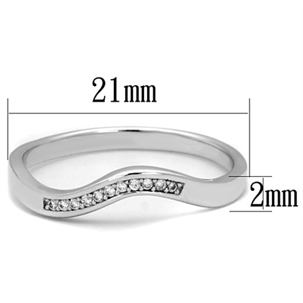 .06 Ct Cubic Zirconia Stainless Steel Curved Band Promise Ring Womens Size 5-10 Image 2
