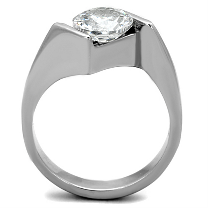 2.04 Ct Round Cut Cubic Zirconia Stainless Steel Engagement Ring Women's Sz 5-10 Image 3