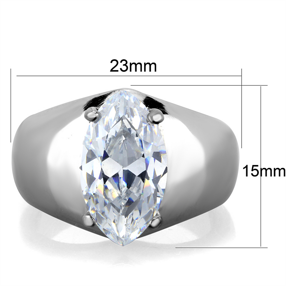 3.44 Ct Marquise Solitaire Cubic Zirconia Stainless Steel Engagement Ring 5-10 Image 2
