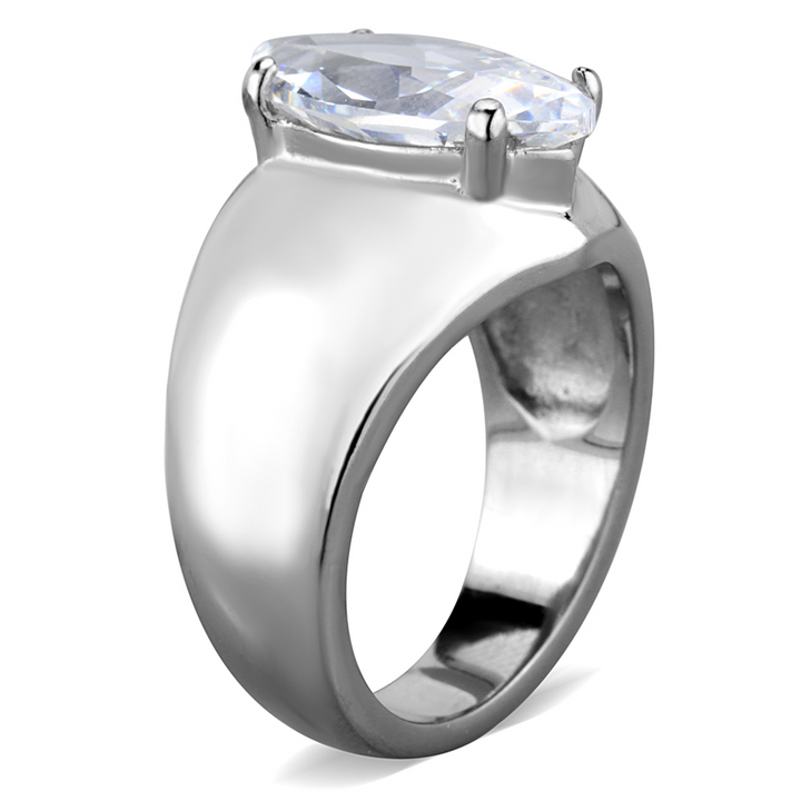 3.44 Ct Marquise Solitaire Cubic Zirconia Stainless Steel Engagement Ring 5-10 Image 4
