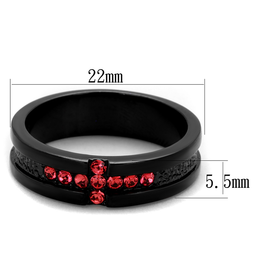 Stainless Steel Black Ion Plated Rose Crystal Cross Fashion Ring Women's Sz 5-10 Image 2