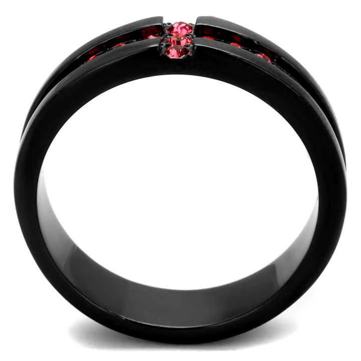 Stainless Steel Black Ion Plated Rose Crystal Cross Fashion Ring Womens Sz 5-10 Image 3