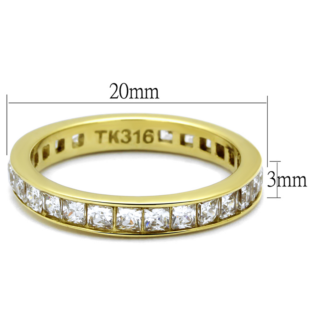 Womens 14K Gp Stainless Steel Princess Cut Cz Anniversary Wedding Ring Size 5-12 Image 2