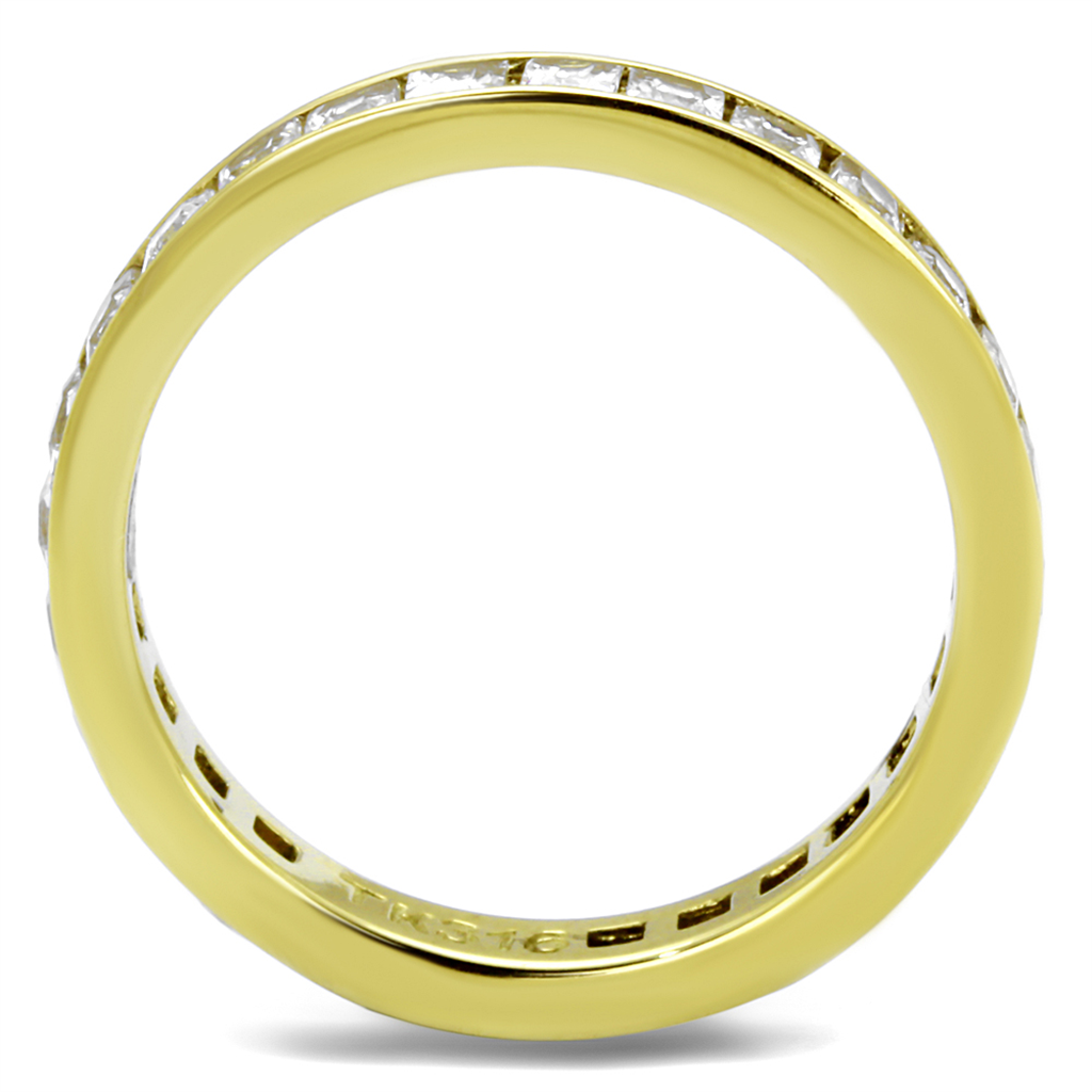Womens 14K Gp Stainless Steel Princess Cut Cz Anniversary Wedding Ring Size 5-12 Image 3