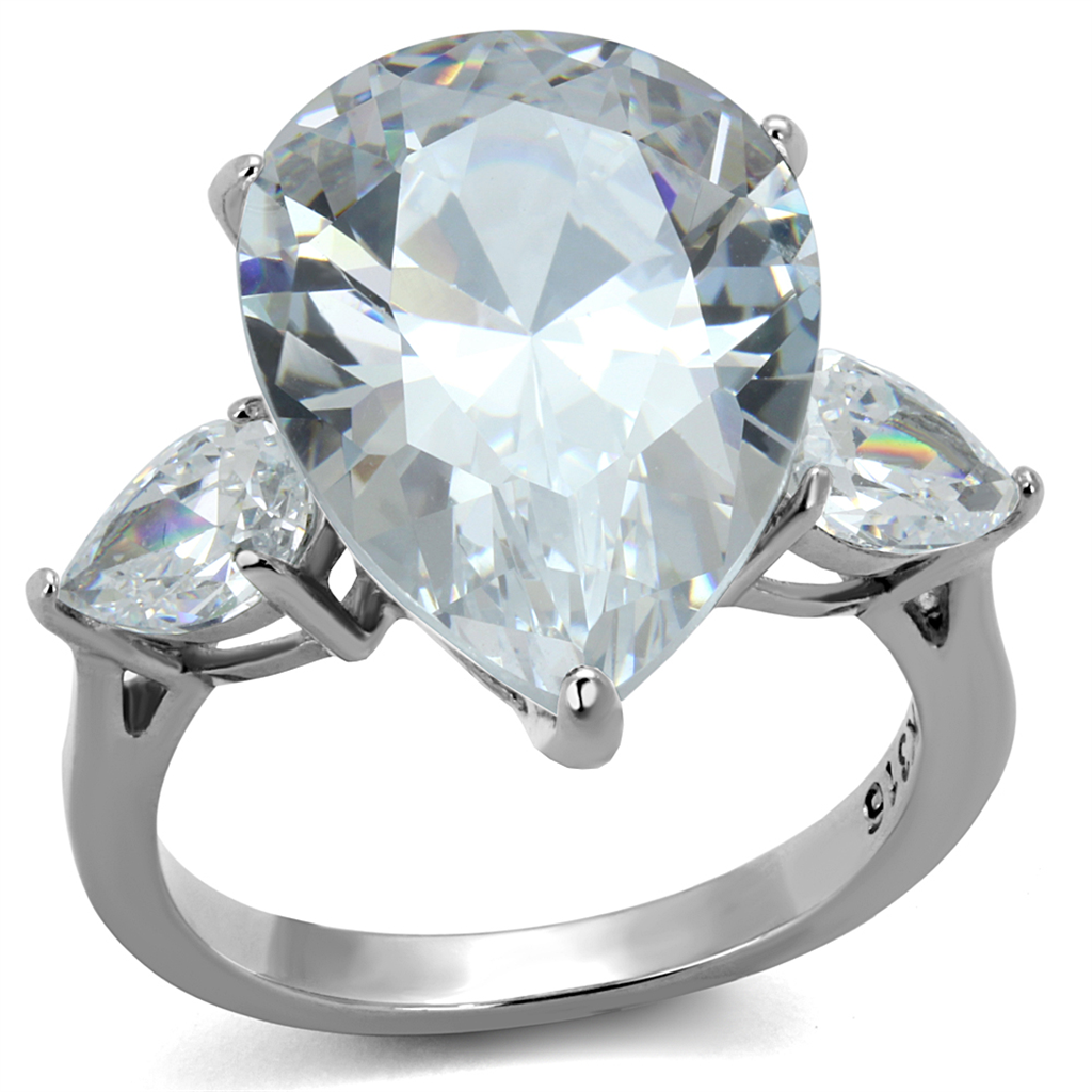 Womens 11.83Ct Pear Shape Cubic Zirconia Stainless Steel Engagement Ring Sz 5-10 Image 1
