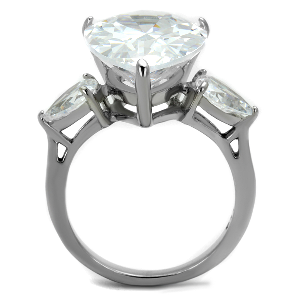 Womens 11.83Ct Pear Shape Cubic Zirconia Stainless Steel Engagement Ring Sz 5-10 Image 3