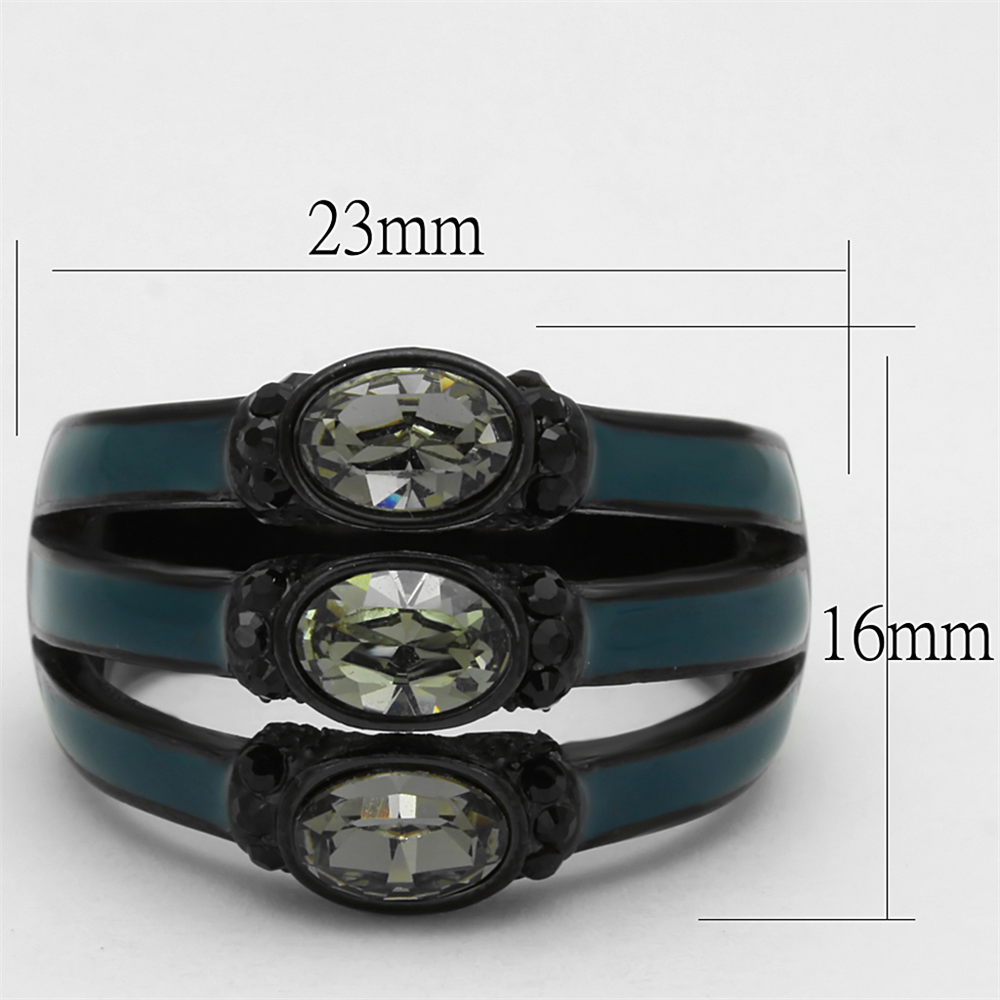 Black and Blue Ip Stainless Steel Black Diamond Crystal Fashion Ring Women Sz 5-10 Image 2