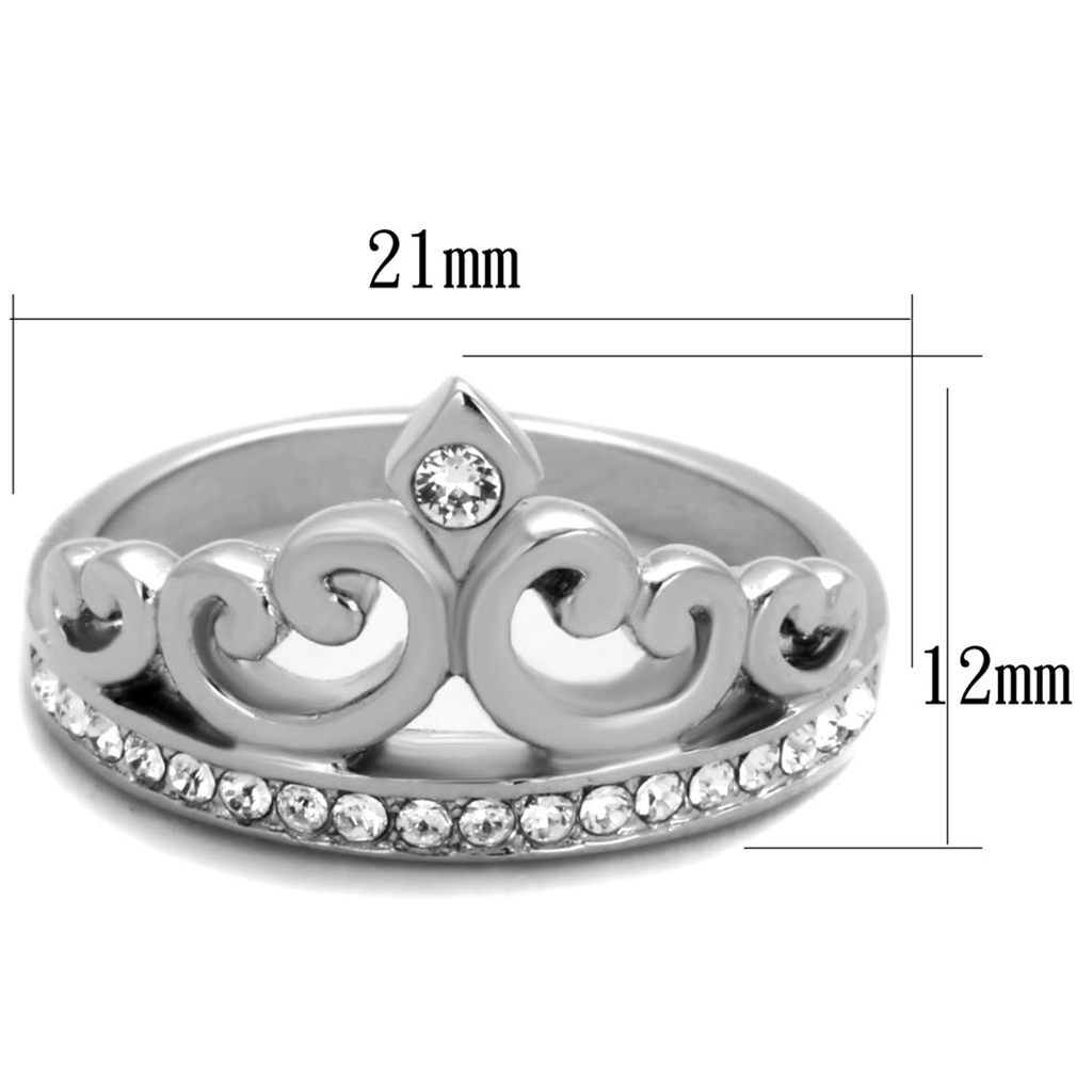 Princess Royalty Crystal Crown Silver Stainless Steel Fashion Ring Womens 5-10 Image 2