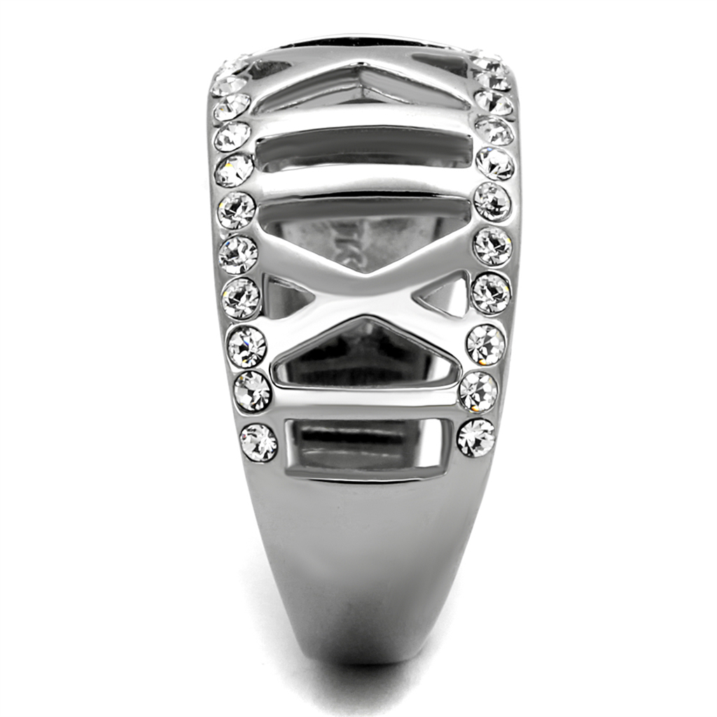 Stainless Steel Roman Numeral Crystal Anniversary Ring Band Womens Size 5-10 Image 4