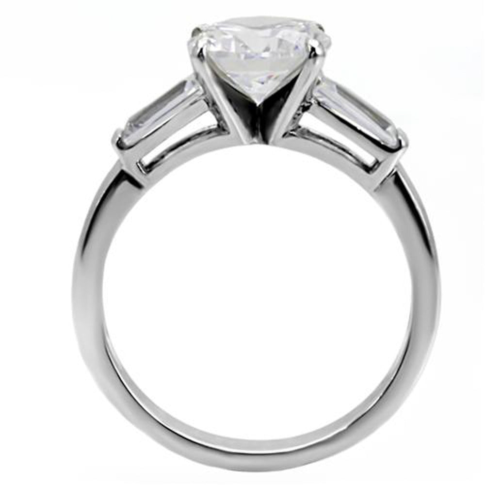 3 Ct Round and Baguette Cut Cz Stainless Steel Engagement Ring Womens Size 5-10 Image 3