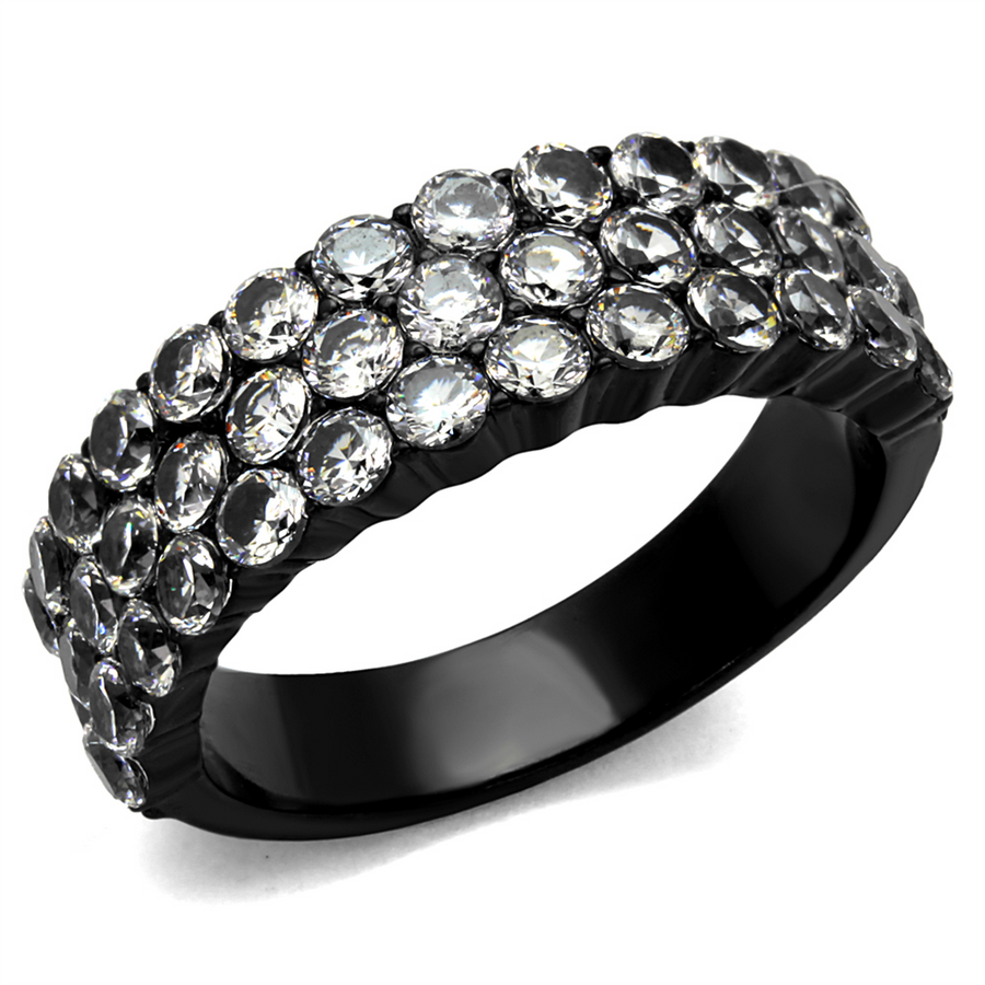 2.4 Ct Zirconia Stainless Steel Black Ion Plated Fashion Ring Womens Sz 5-10 Image 1