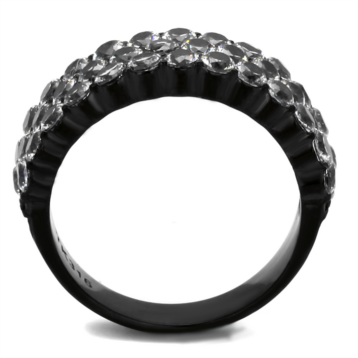 2.4 Ct Zirconia Stainless Steel Black Ion Plated Fashion Ring Womens Sz 5-10 Image 3