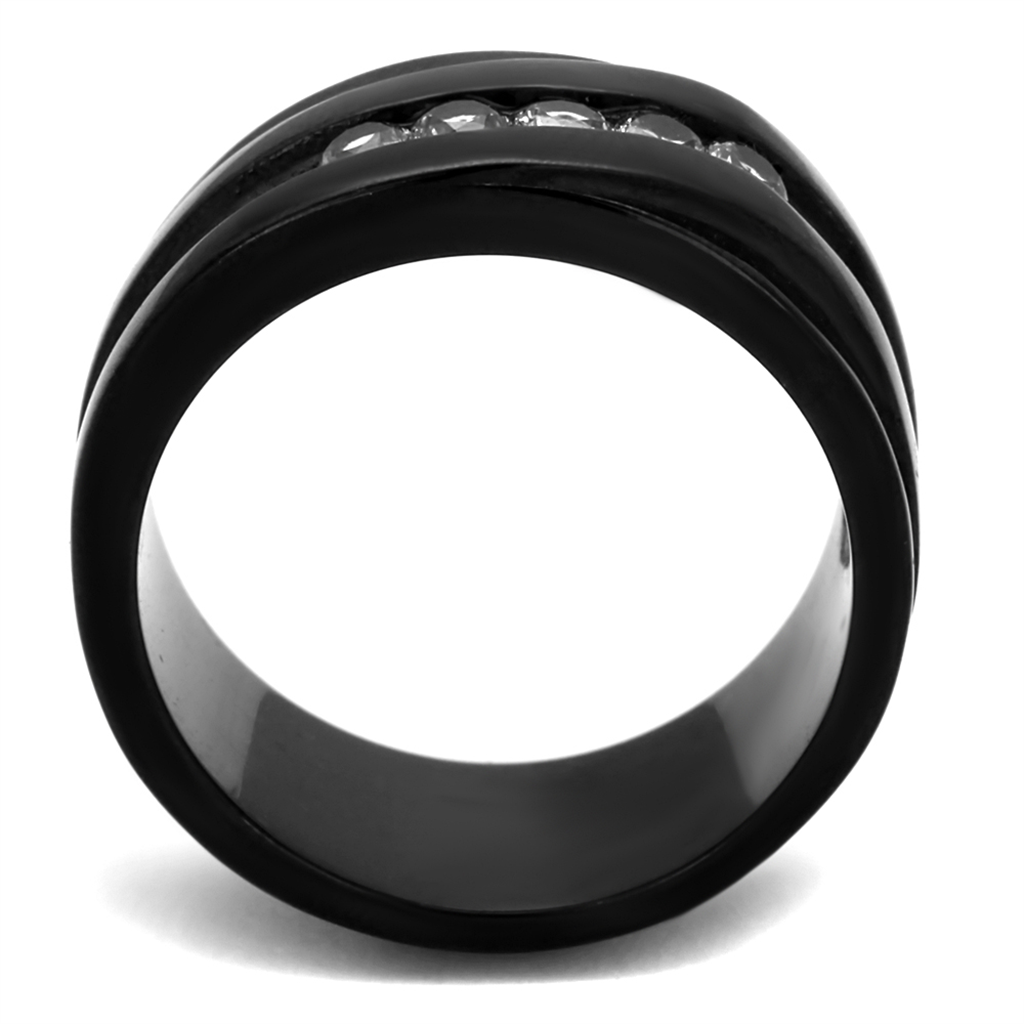 Stainless Steel Black Ion Plated Cubic Zirconia Fashion Ring Band Womens Sz 5-10 Image 3