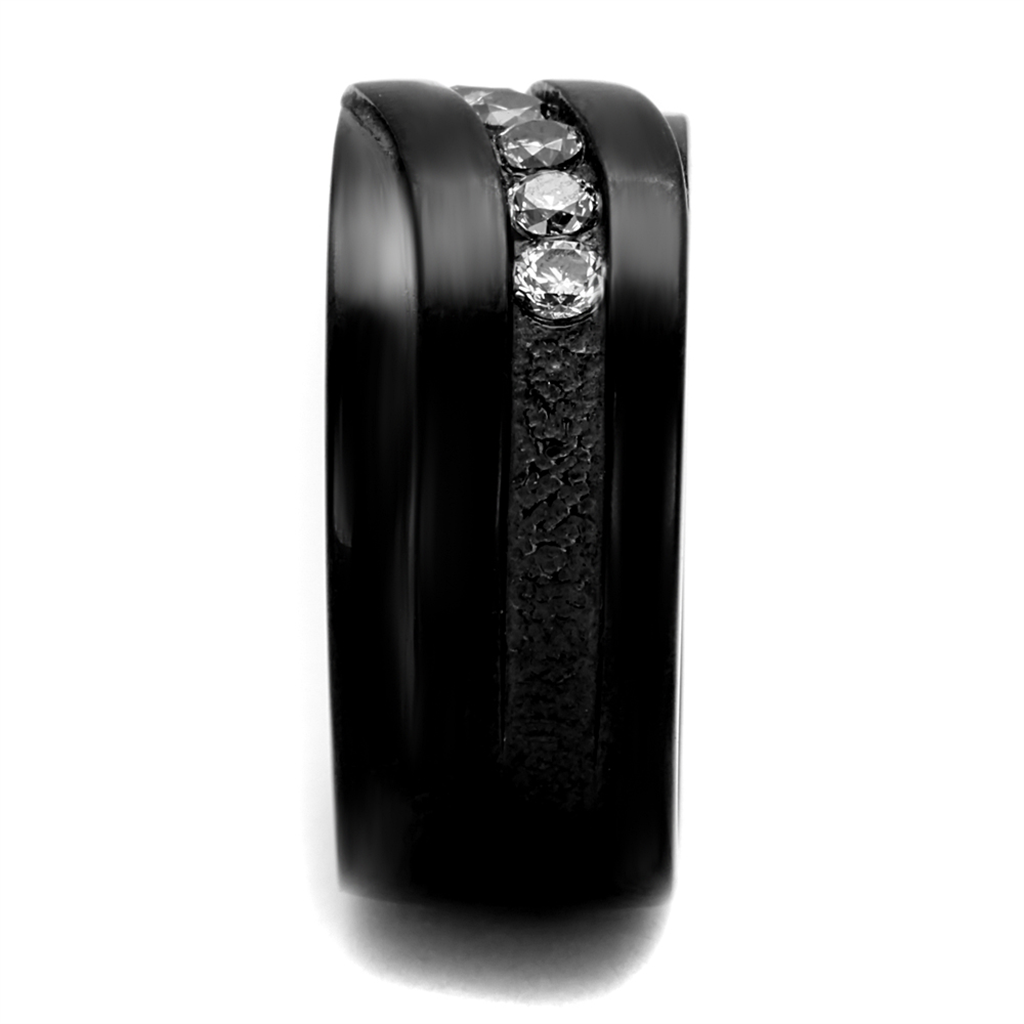 Stainless Steel Black Ion Plated Cubic Zirconia Fashion Ring Band Womens Sz 5-10 Image 4