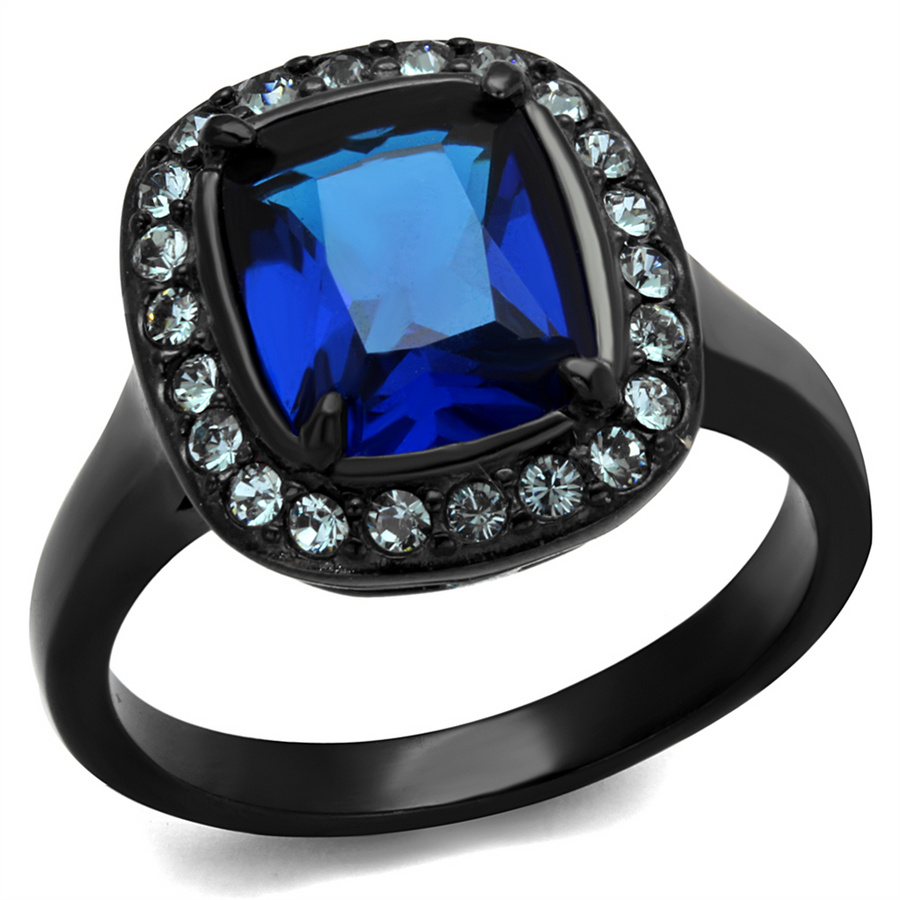 3.9 Ct Montana Cz Halo Stainless Steel Black Engagement Ring Womens Size 5-10 Image 1
