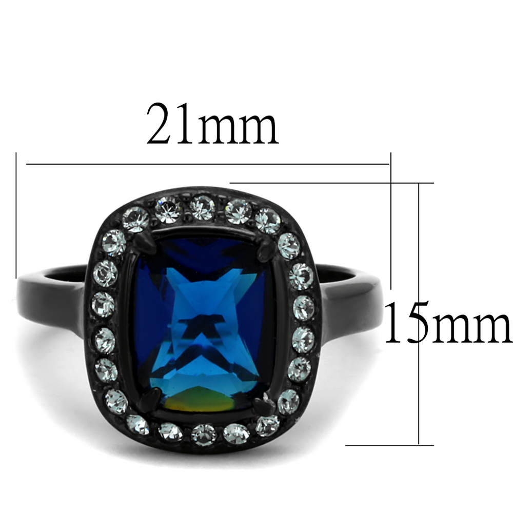 3.9 Ct Montana Cz Halo Stainless Steel Black Engagement Ring Womens Size 5-10 Image 2