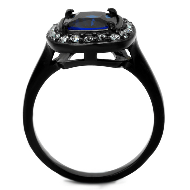 3.9 Ct Montana Cz Halo Stainless Steel Black Engagement Ring Womens Size 5-10 Image 3