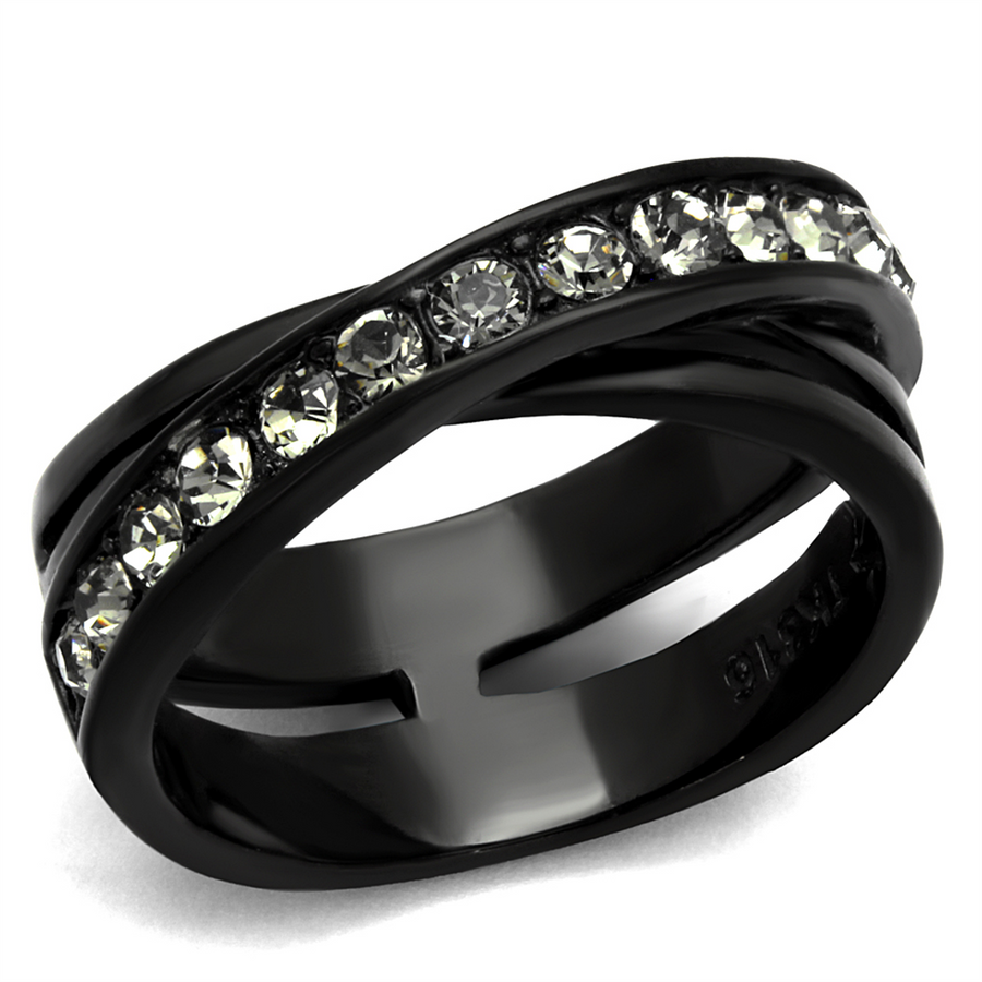 Stainless Steel Black Ion Plated .96 Carat Crystal Fashion Ring Women's Sz 5-10 Image 1