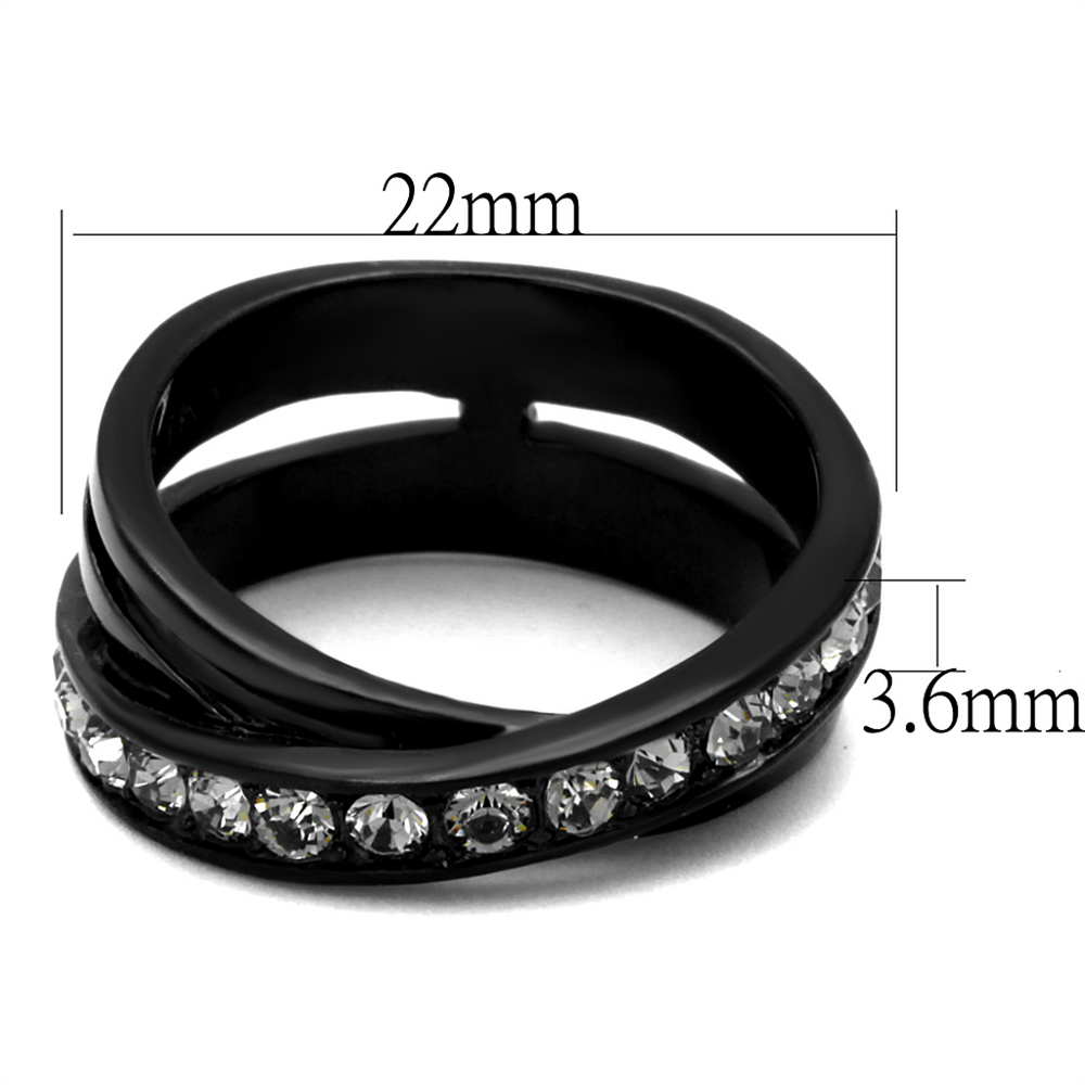 Stainless Steel Black Ion Plated .96 Carat Crystal Fashion Ring Womens Sz 5-10 Image 2