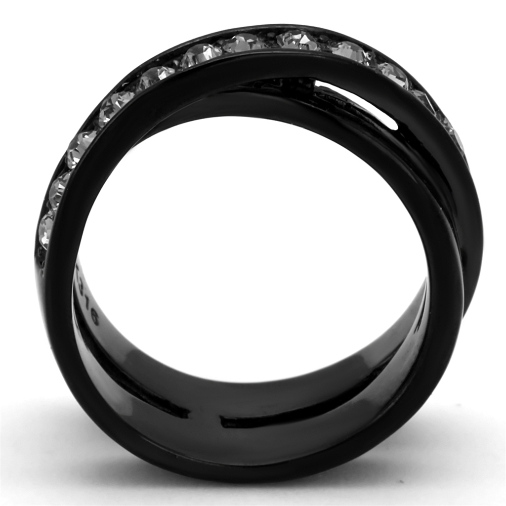 Stainless Steel Black Ion Plated .96 Carat Crystal Fashion Ring Womens Sz 5-10 Image 3