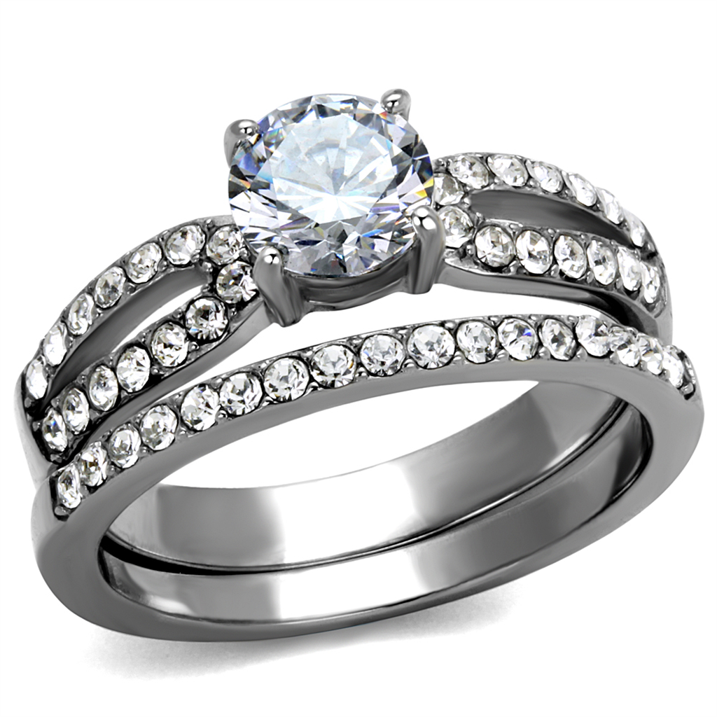 1.25 Ct Round Cut AAA Cz Stainless Steel Wedding Ring Band Set Womens Size 5-10 Image 1