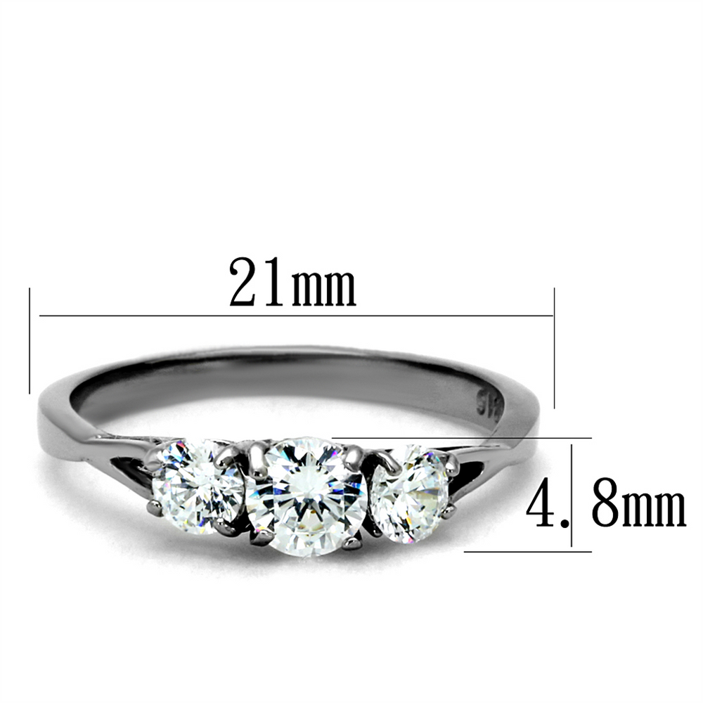 Womens Three Stone .96 Ct Zirconia Stainless Steel Anniversary Ring Size 5-10 Image 2