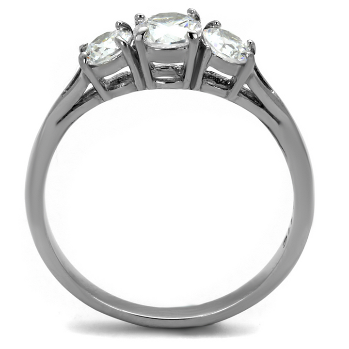 Womens Three Stone .96 Ct Zirconia Stainless Steel Anniversary Ring Size 5-10 Image 3