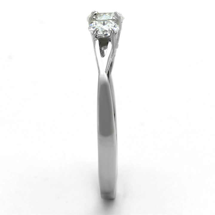 Womens Three Stone .96 Ct Zirconia Stainless Steel Anniversary Ring Size 5-10 Image 4