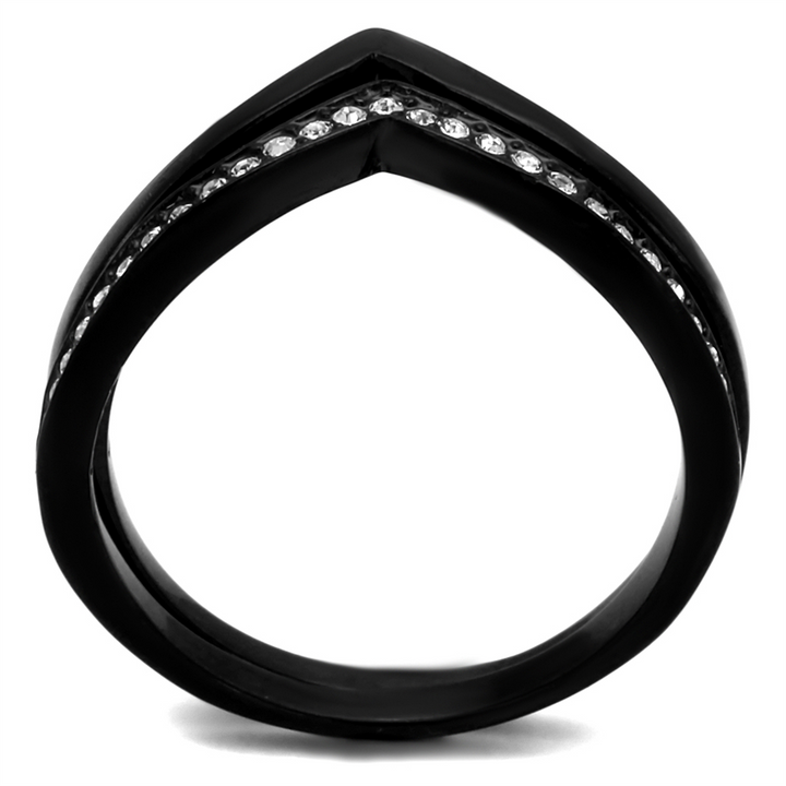 2 Piece Interchangeable Black Stainless Steel Crystal Fashion Ring Womens 5-10 Image 3
