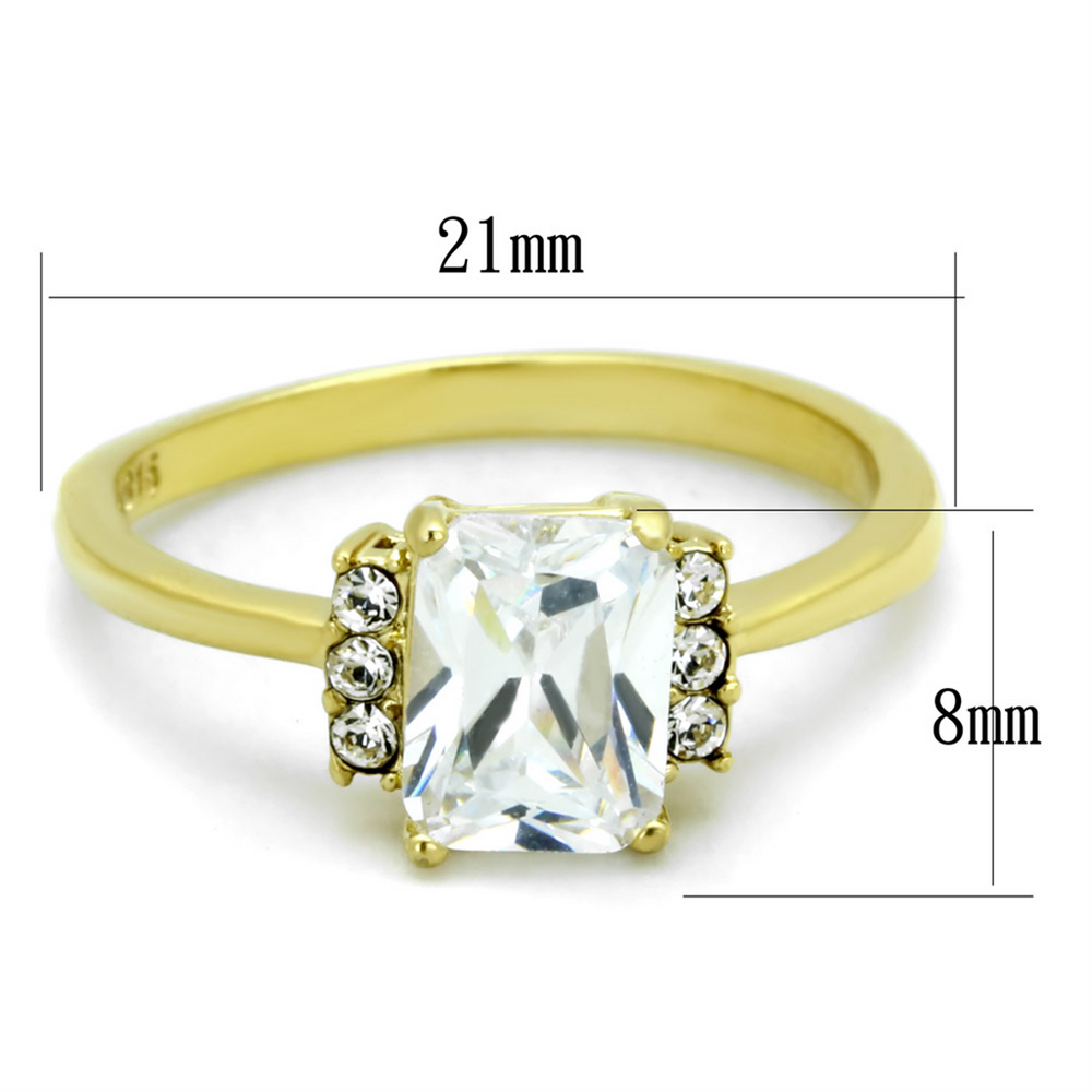 1.77Ct Emerald Cut Cz Stainless Steel Gold Plated Engagement Ring Womens Sz 5-10 Image 2