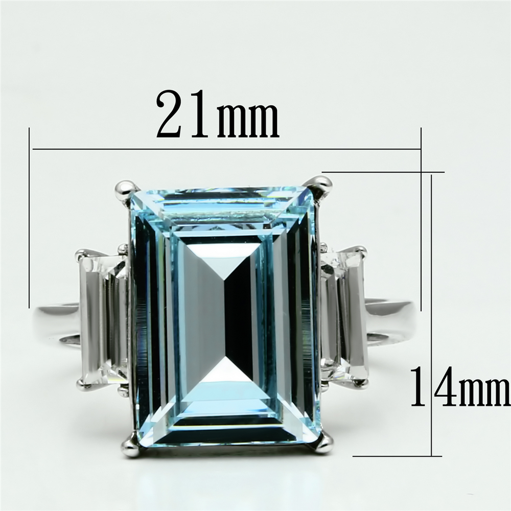 Womens 10.6 Ct Radiant Cut Sea Blue Crystal Stainless Steel Engagement Ring Image 2